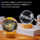 Luminária Globo LED de Cristal 3D com Lua e Galáxia para decoração moderna.