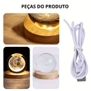 Luminária Globo LED de Cristal 3D com Lua e Galáxia para decoração moderna.